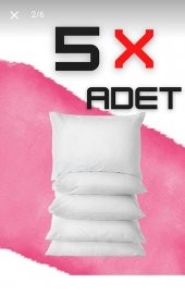 Boncuk Sılıkon  Yastık 5 Adet Antialerjik  Antibakteriyal 50x70cm 800GR Beyaz Diş Kılıfı 100 Pamuk - 1