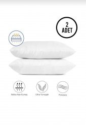 2 Adet Antialerjik Boncuk Silikon Yastık 50x70CM 800Gr Dış Kumaş 100 Pamuk Beyaz Renk Yıkanabılınır - 5