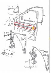 POLO CLASSİC CADDY ÖN KAPI CAM FİTİ ÖN SOL İÇ -OEM- - 1