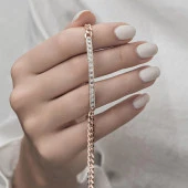 Sıra Baget Taşlı Gurmet Zincirli Rose Kaplama 925 Gümüş Kadın Bileklik - 2