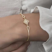 Zirkon Süslemeli Baget Taşlı 925 Gümüş Kadın Bileklik - 3