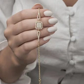 Zirkon Süslemeli Baget Taşlı Altın Kaplama 925 Gümüş Kadın Bileklik - 4