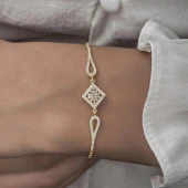 Zirkon Süslemeli Baget Taşlı 925 Gümüş Kadın Bileklik - 6