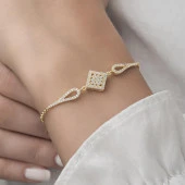 Zirkon Süslemeli Baget Taşlı 925 Gümüş Kadın Bileklik - 8