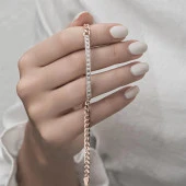 Sıra Baget Taşlı Gurmet Zincirli Rose Kaplama 925 Gümüş Kadın Bileklik - 9