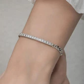 Sıra Baget Taşlı Gurmet Zincirli 925 Gümüş Kadın Bileklik - 3