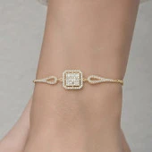 Zirkon Süslemeli Baget Taşlı Altın Kaplama 925 Gümüş Kadın Bileklik - 9