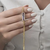 Mor Baget Taşlı Altın Kaplama 925 Gümüş Kadın Bileklik - 9