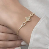 Zirkon Süslemeli Baget Taşlı 925 Gümüş Kadın Bileklik - 10