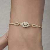 Altın Kaplama Elips Model 925 Gümüş Kadın Bileklik - 7