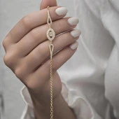 Altın Kaplama Elips Model 925 Gümüş Kadın Bileklik - 8