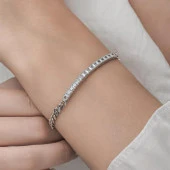 Sıra Baget Taşlı Gurmet Zincirli 925 Gümüş Kadın Bileklik - 8