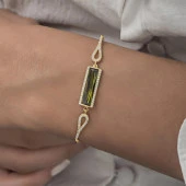 Zultanit Zirkon Baget Taşlı Rodyum Kaplama 925 Gümüş Kadın Bileklik - 6