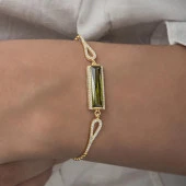 Zultanit Zirkon Baget Taşlı Rodyum Kaplama 925 Gümüş Kadın Bileklik - 8