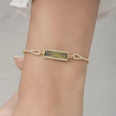 Zultanit Zirkon Baget Taşlı Rodyum Kaplama 925 Gümüş Kadın Bileklik - 10