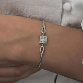 Zirkon Süslemeli Baget Taşlı 925 Gümüş Kadın Bileklik - 11