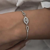 Rodyum Kaplama Elips Model 925 Gümüş Kadın Bileklik - 10