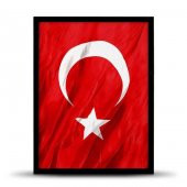 Türk Bayrağı - 30x40 Büyük Boy Siyah Renk Çerçeve - 1