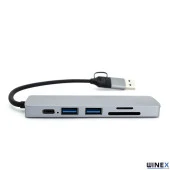 Winex 5in1 UsbA ve Type-C to 3x USB3.0, TF, SD, Type-C Çoklayıcı Hub Adaptör - 2