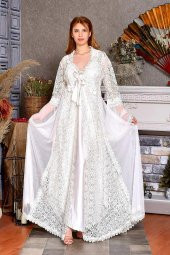 Kadın  Dantelli Uzun Sabahlık thumbnail 2