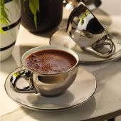 Kütahya Porselen Stella 2 li Kahve Fincan Takımı Platin Kaplama - 1