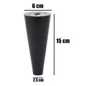 Mobilya Baza Puf Ayak Orta Konik Kanepe Destek Ayağı Siyah 15 cm - 2
