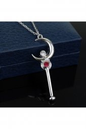 Gri Sailor Moon Ay Savaşçısı Taç Anime Metal Zincirli Kolye - 1