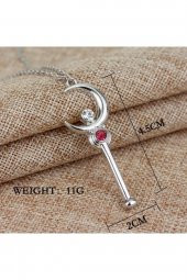 Gri Sailor Moon Ay Savaşçısı Taç Anime Metal Zincirli Kolye - 2