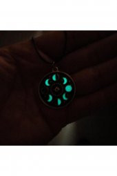 Fosforlu Neon Karanlıkta Parlayan Ay Evreleri Burç Metal Kolye - 1