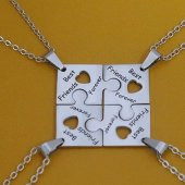 4 Lü Yapboz Best Friend Forever  Kalpli Kolye  Hediyelik Aksesuar Şık - 1