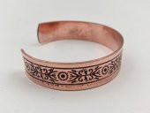 Bakır Bileklik 1,5x17,5 cm Kalemkar El İşlemesi Doğal Saf Bakır M5 - 1