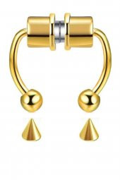 Altın Renk Mıknatıslı Fake Sahte Septum Piercing - 2