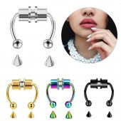 Siyah Renk Mıknatıslı Fake Sahte Septum Piercing Aksesuar Şık - 3