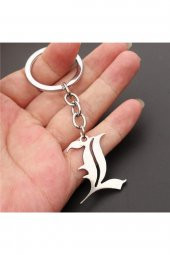 Gri Death Note L Anime Naruto One Piece Metal Zincirli Anahtarlık - 2