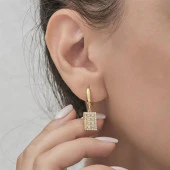 ZirkonTaşlı Altın Kaplama 925 Gümüş Küpe - 3