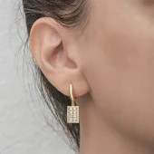 ZirkonTaşlı Altın Kaplama 925 Gümüş Küpe - 5