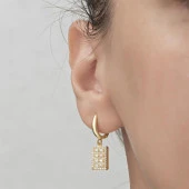 ZirkonTaşlı Altın Kaplama 925 Gümüş Küpe - 8