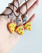 Pizza Dilimleri 3lü Bff Kolye Aksesuar Şık Hediyelik Süs Takı - 1