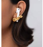 İphone AirPods Kulaklık Tutucu  Küpe, 24 Ayar Altın Kaplama - 1