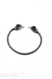 Unisex Gümüş Koç Başlı Kaplama Kelepçe Bileklik - 5