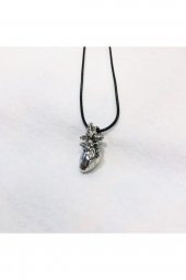 Kadın Gümüş Renk Anatomik Kalp Kolye - 2