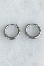 Gümüş Renk Orta Boy Unisex Küpe Hediyelik Trend Şık Küpe - 1