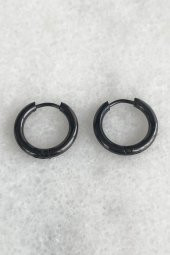 Siyah Renk Orta Boy Unisex Küpe Hediyelik Şık Trend Küpe - 1