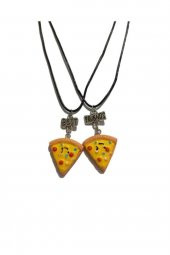 Pizza Dilimi Best Friend Bff 2li Deri İpli Kolye Trend Kolye Hediyelik - 1