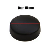 Dekoratif Vida Kapağı Kapatıcı 15 mm Mat Siyah Metal Vida Tapası Tıpası (10 ADET) - 2