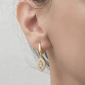 Altın Kaplama Elips Model 925 Gümüş Küpe - 2