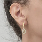 Altın Kaplama Elips Model 925 Gümüş Küpe - 4