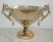 ALTIN DESENLİ DEK.CAM KASE Dekoratif Hediyelik Ev Ofis Aksesuarı - 1