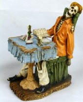 YEMEK BEKLEYEN İSKELET BIBLO Dekoratif Hediyelik Masaüstü Ev ofis Aksesuarı - 1