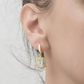 Zirkon Baget Taşlı Altın Kaplama 925 Gümüş Küpe - 10